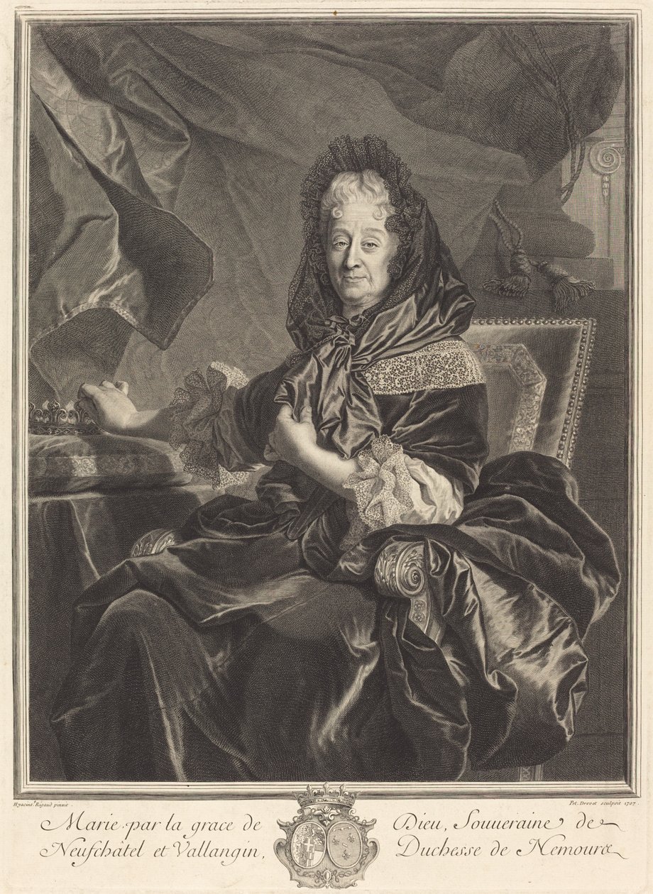 vévodkyně z Nemours od Pierre Drevet after Hyacinthe Rigaud
