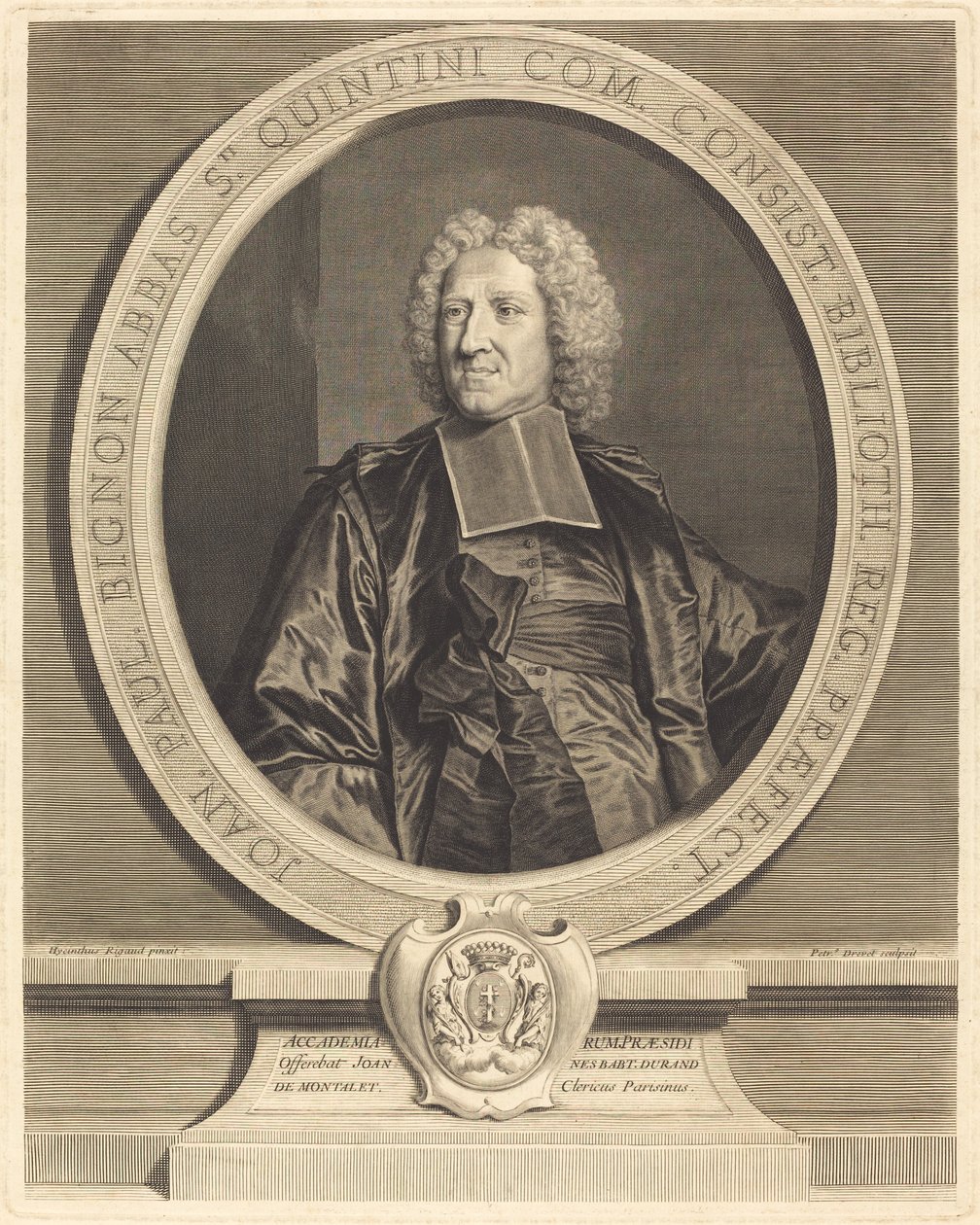 Jean Paul Bignon, opat svatého Quentina od Pierre Drevet after Hyacinthe Rigaud