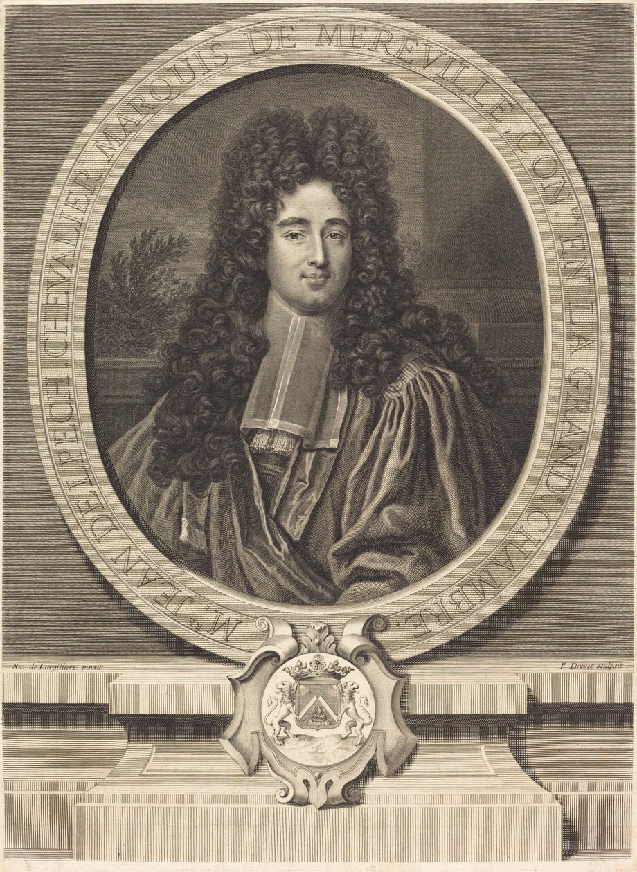 Jean Delpech, markýz z Mereville od Pierre Drevet after Nicolas de Largillierre