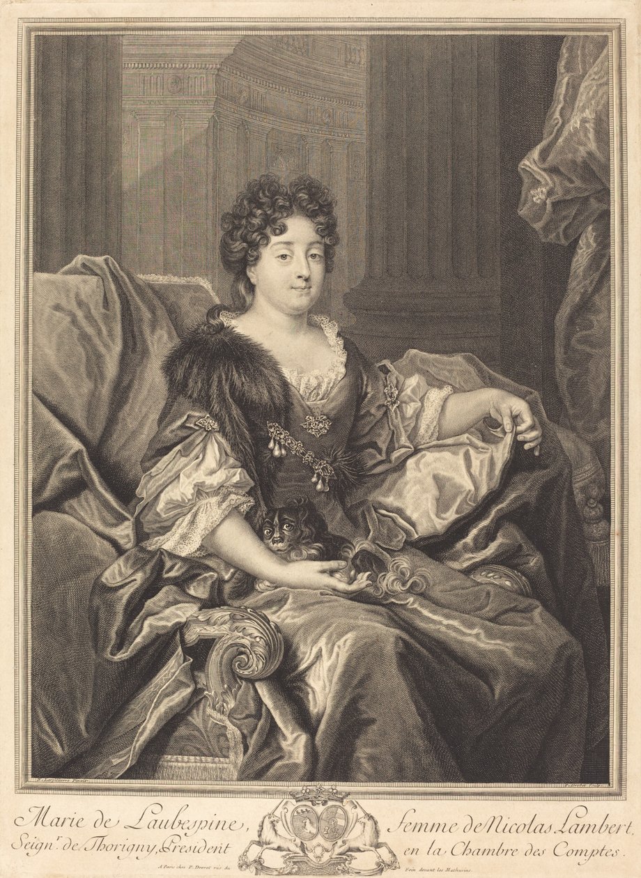 Marie z Laubespine od Pierre Drevet after Nicolas de Largillierre