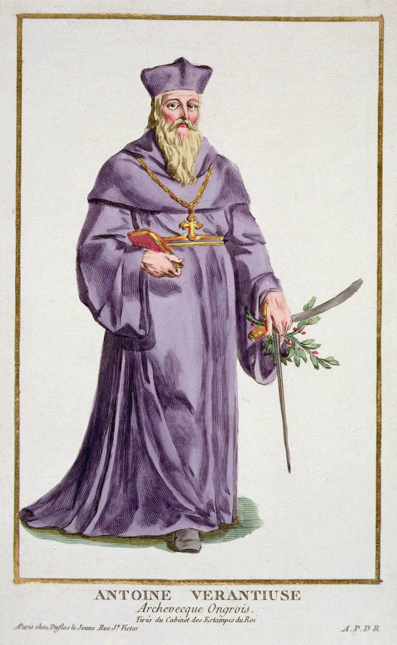 Anthony Verantiuse z „Receuil des Estampes, Representant des Rangs et les Dignites, podle Kostýmu všech existujících národů“, vydaného roku 1780 (ručně kolorovaná rytina) od Pierre Duflos