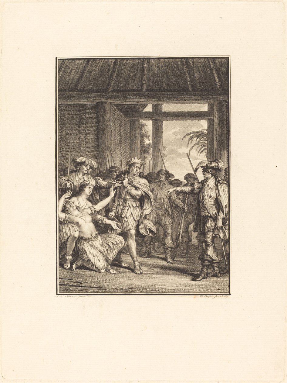 Objevení nového světa od Pierre Duflos after Jean Michel Moreau