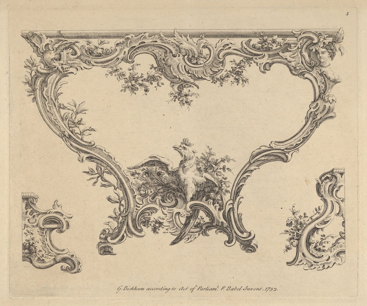 Design pro konzolový stůl, 1752. od Pierre Edme Babel