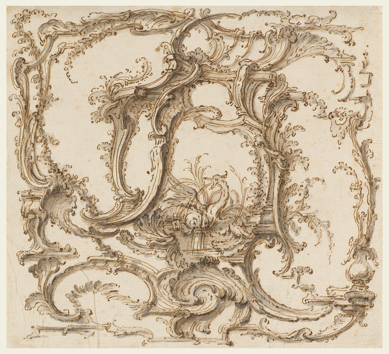 Kresba, kompozice ornamentu, asi 1745 od Pierre Edme Babel