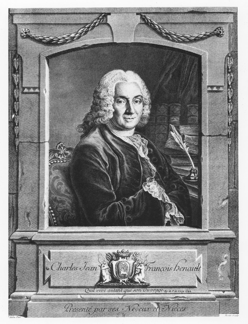 Portrét Charlese Jeana Françoise Hénaulta od Pierre Etienne Moitte