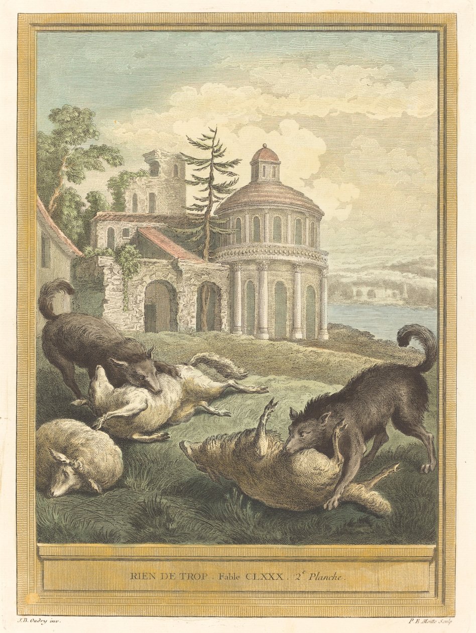 Rien de trop (nic není nadbytečné) od Pierre Etienne Moitte after Jean Baptiste Oudry