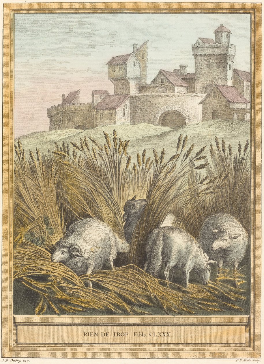 Rien de trop (nic není nadbytečné) od Pierre Etienne Moitte after Jean Baptiste Oudry