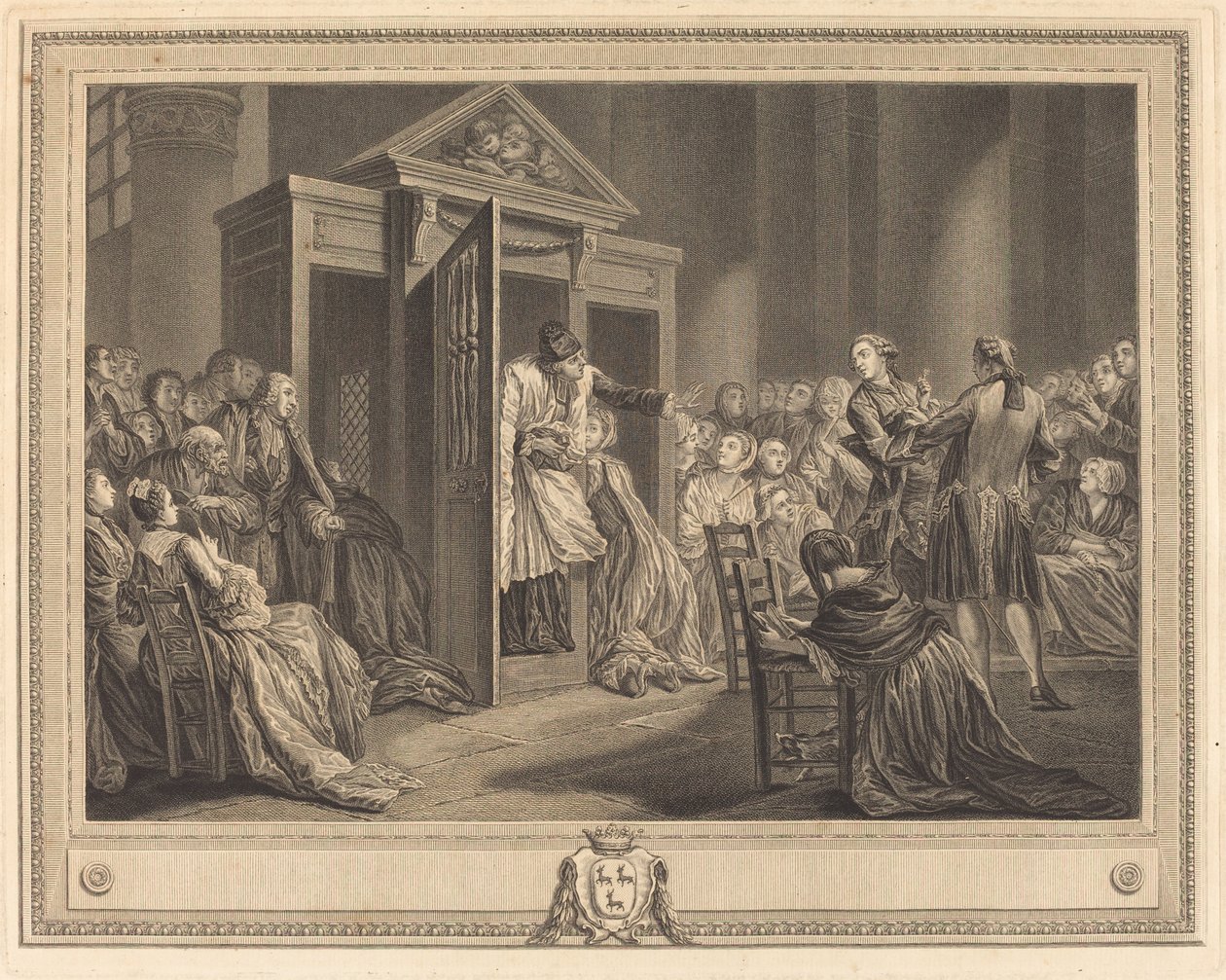 Le zpovědnice od Pierre Etienne Moitte after Pierre Antoine Baudouin