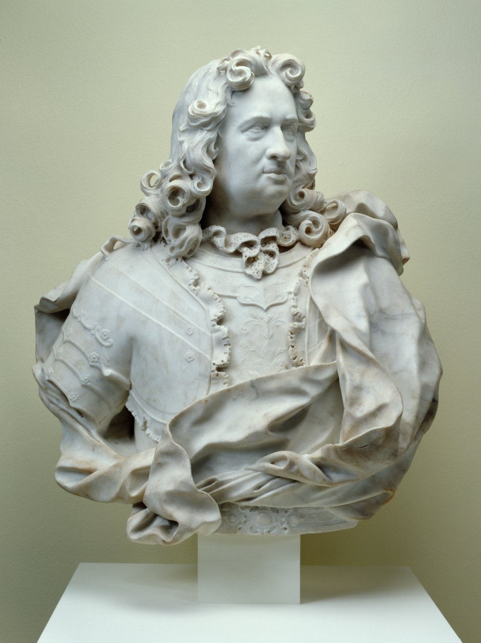 Busta hraběte Karla z Hessen-Kassel, 1714 kararský mramor od Pierre Etienne Monnot