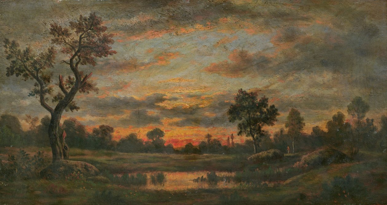 Krajina při západu slunce od Pierre Etienne Theodore Rousseau
