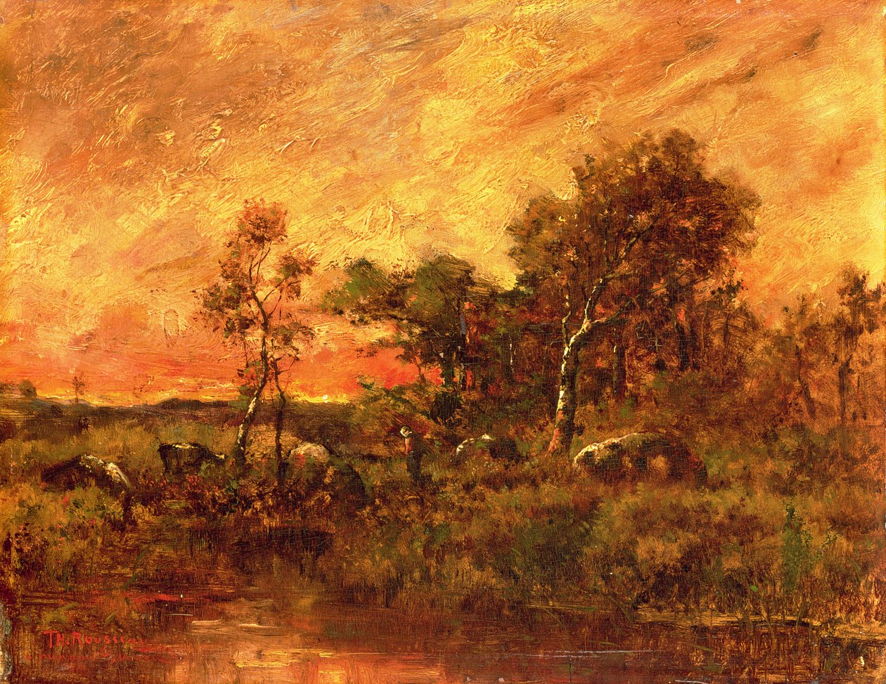 Metsäinen maisema oksienkerääjällä, 1800-luku od Pierre Etienne Theodore Rousseau