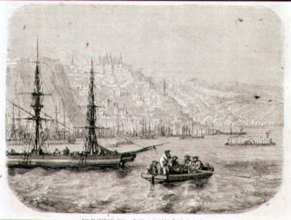 Pohled na Quebec v 60. letech 19. století, vyrytý Laly (rytina) od Pierre Eugene (after) Grandsire