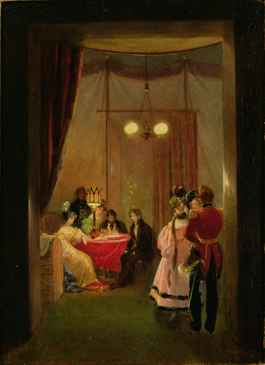 Salon of Hortense de Beauharnais (1783-1837) v Římě (olej na kartě) od Pierre Felix Cottrau