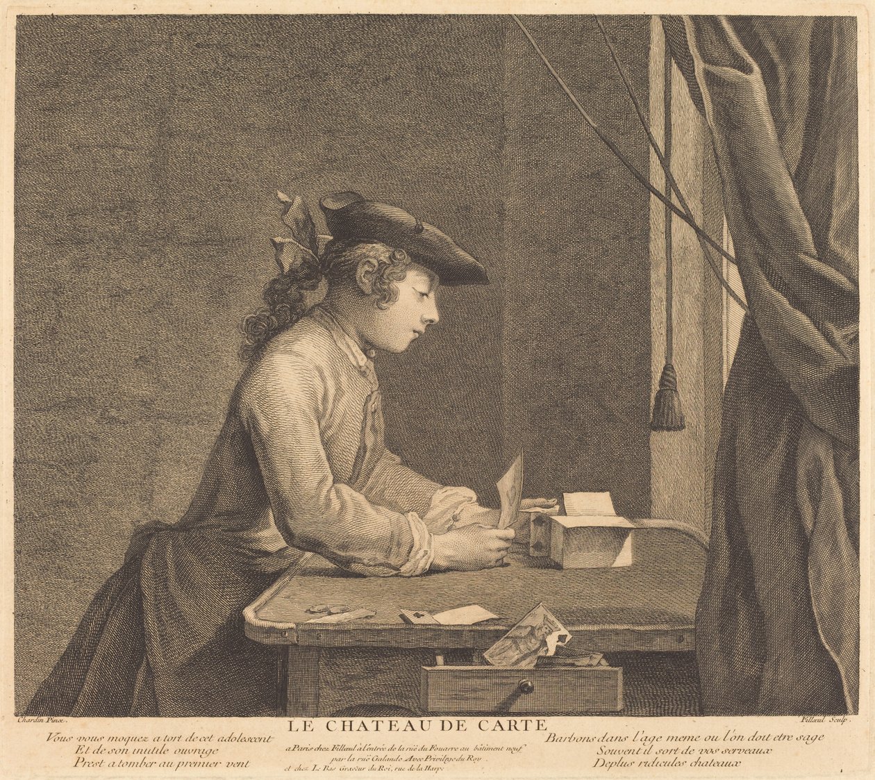 Dům z karet od Pierre Filloeul after Jean Siméon Chardin