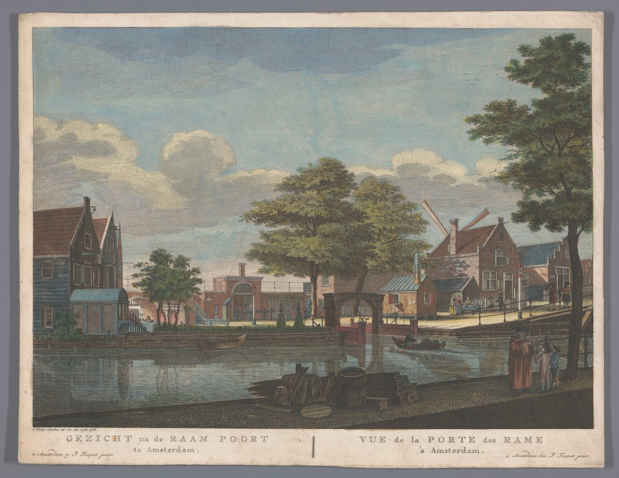Pohled na Raampoort v Amsterdamu Pohled za Window Gate v Amsterdamu (název na objektu) od Pierre Fouquet