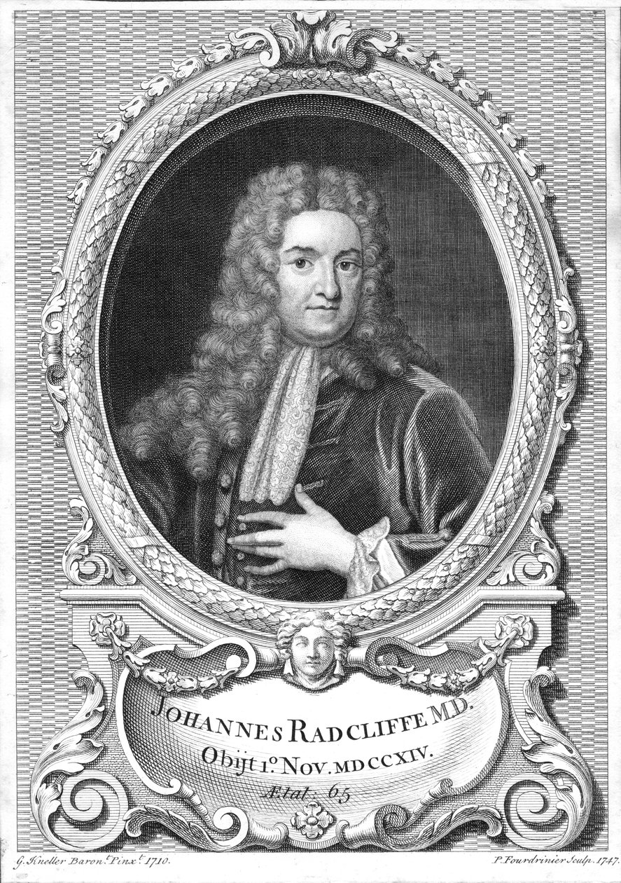 John Radcliffe, anglický lékař, 1747 od Pierre Fourdrinier