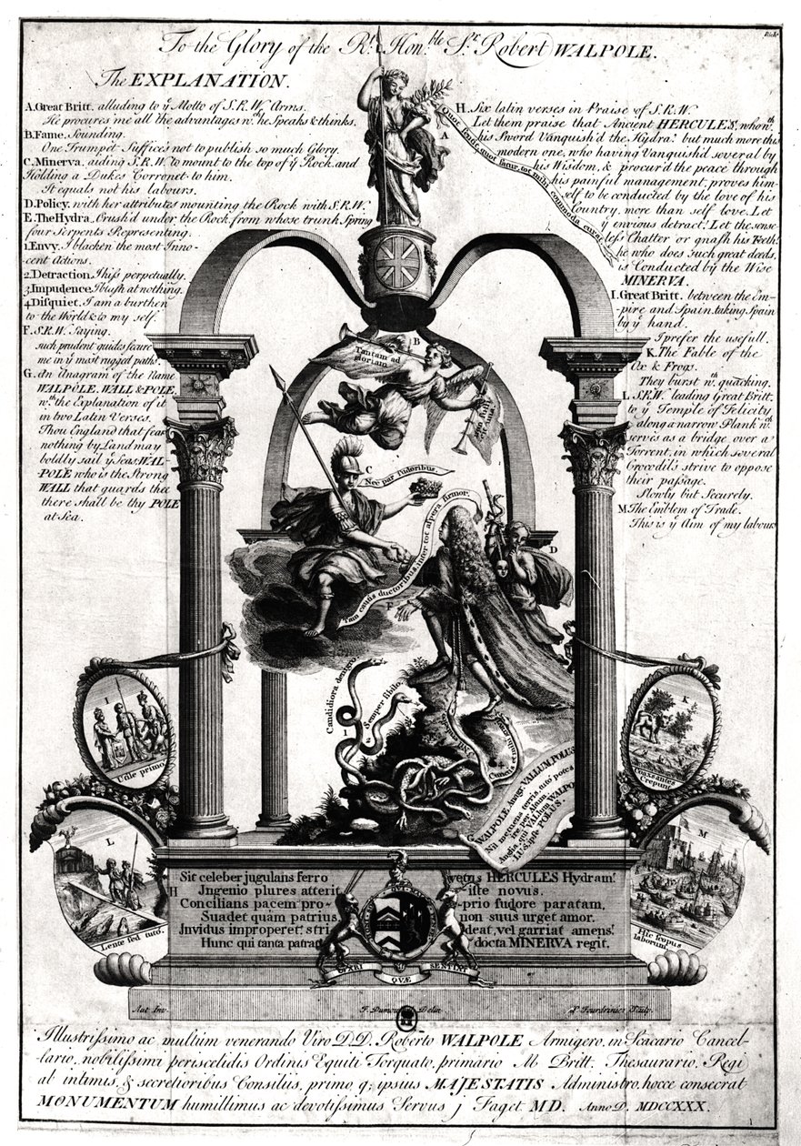 Ke slávě správné Ctihodný Robert Walpole (1676-1745) 1. hrabě z Orfordu od Pierre Fourdrinier