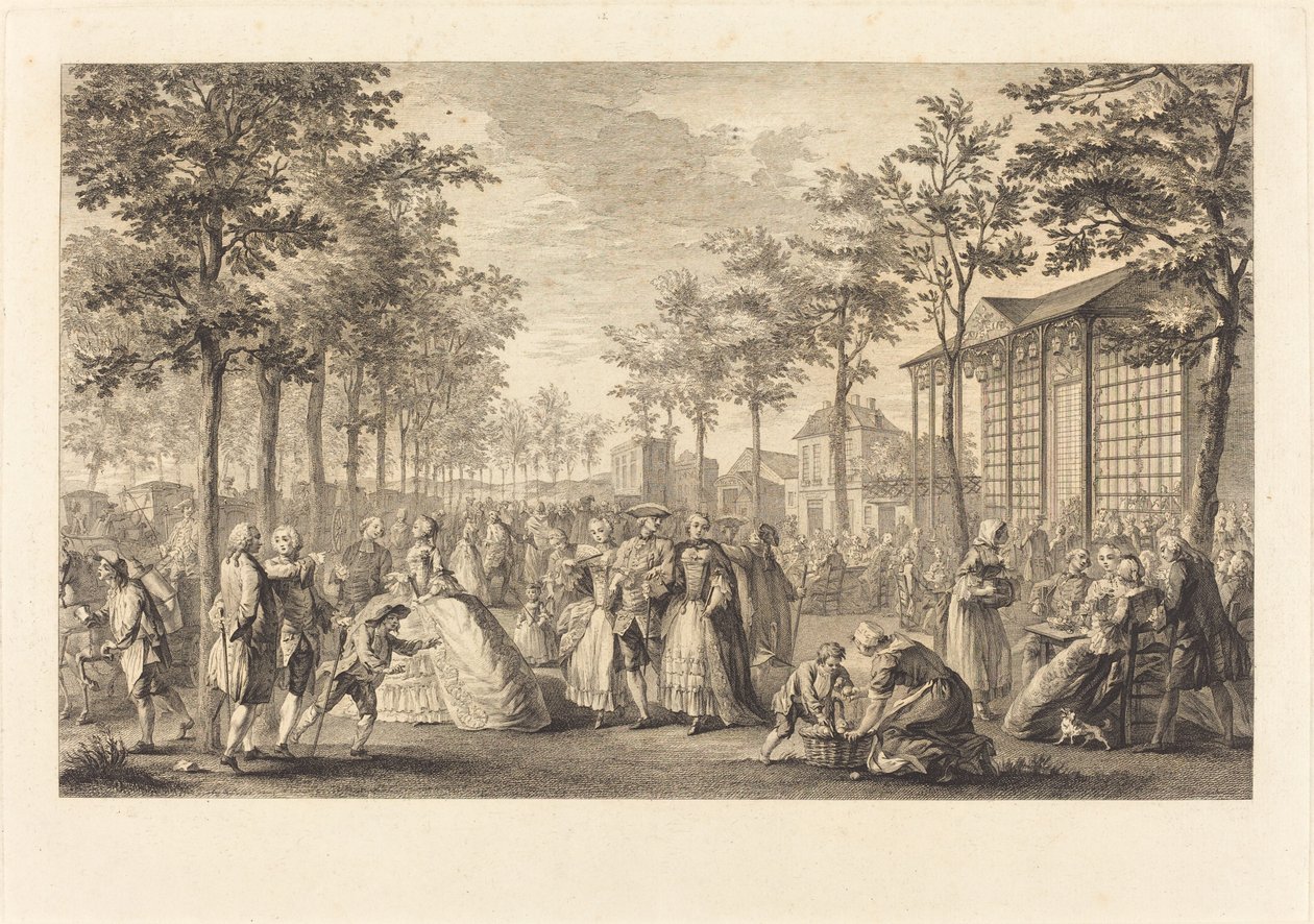 Procházka po pařížských hradbách od Pierre Francois Courtois after Augustin de Saint Aubin