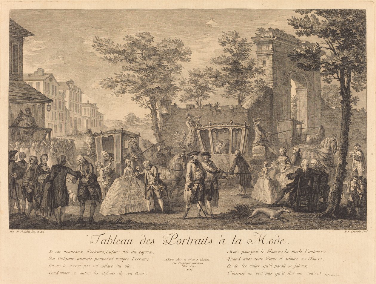 Tabulka módních portrétů od Pierre Francois Courtois after Augustin de Saint Aubin