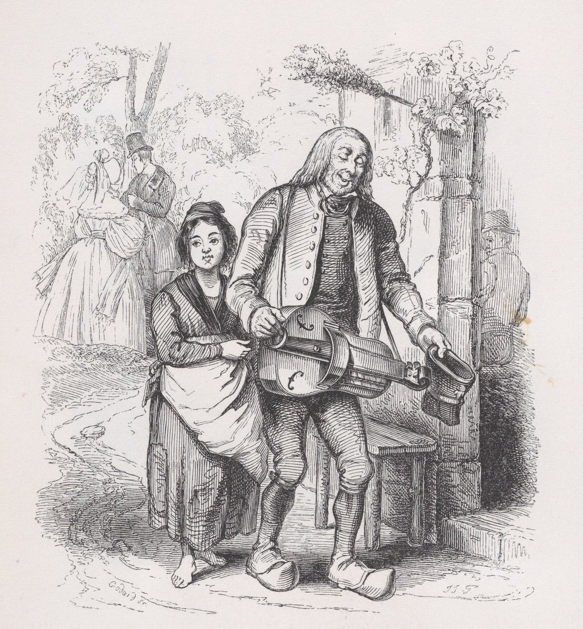 The Blind Man of Bagnolet from The Complete Works of Béranger, 1836. od Pierre Francois Godard