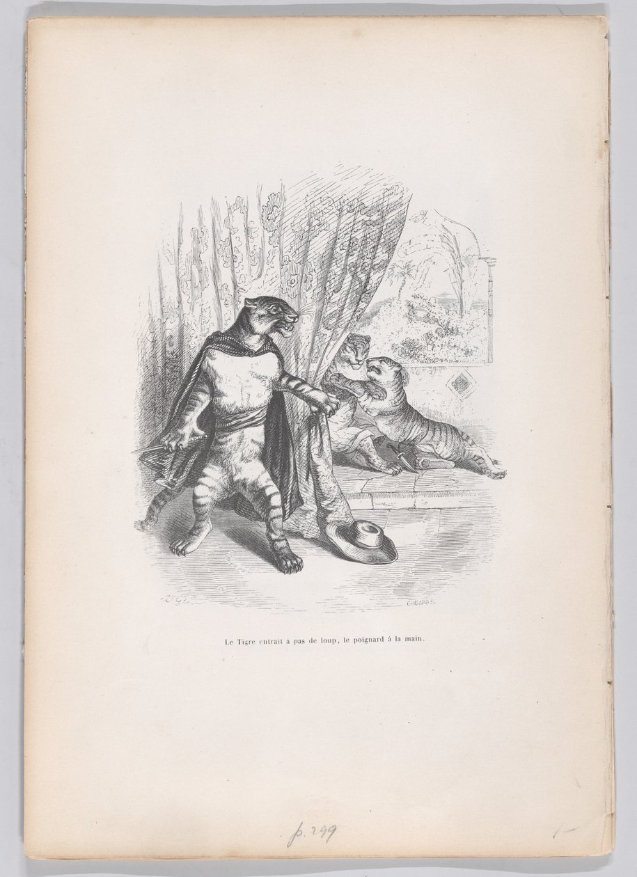 Tygr vstoupil kradmo, dýku v ruce ze Scény z vojína a..., ca. 1837-47. od Pierre Francois Godard