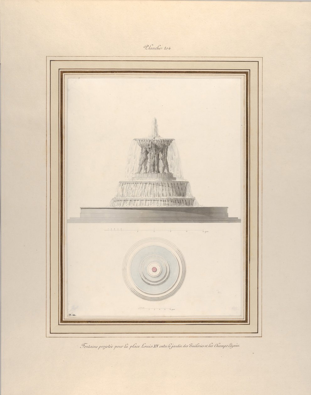 Projekt fontány pro La Place Louis XV, ca. 1806. od Pierre Francois Leonard Fontaine