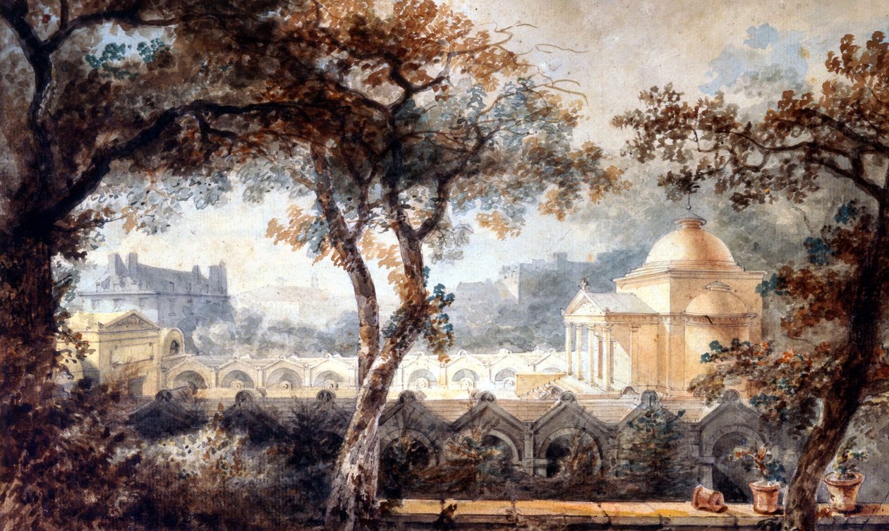 expiatorní kaple Ludvíka XVI v Paříži. akvarel, kolem 1830 od Pierre Francois Leonard Fontaine