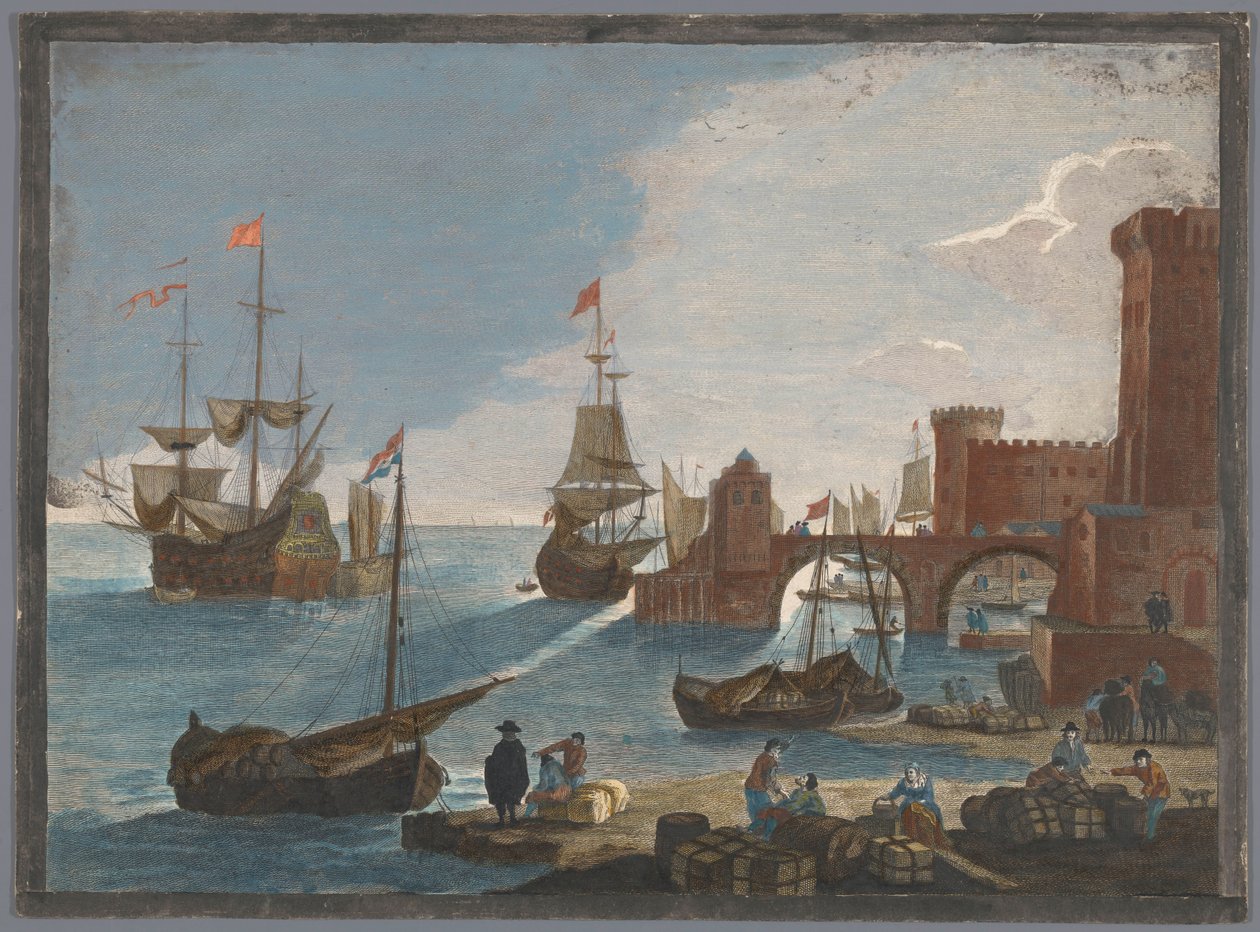 Pohled na přístav s loděmi a čluny na vodě 11. Vüe ​​​​Maritime (název na objektu) od Pierre François Basan