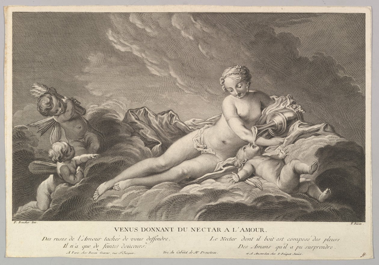 Venuše dává nektar Amorovi, 18. století. od Pierre François Basan