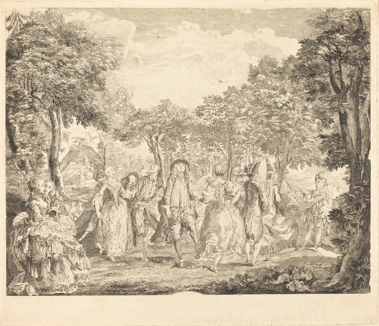 Balet v Opeře od Pierre François Basan after Gabriel Jacques de Saint Aubin