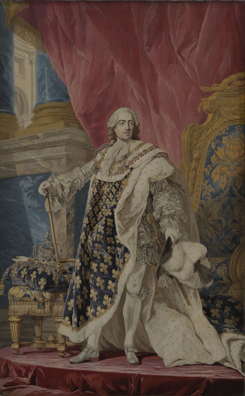 Portrét Ludvíka XV v jeho královském kostýmu, cca 1769 od Pierre François Cozette