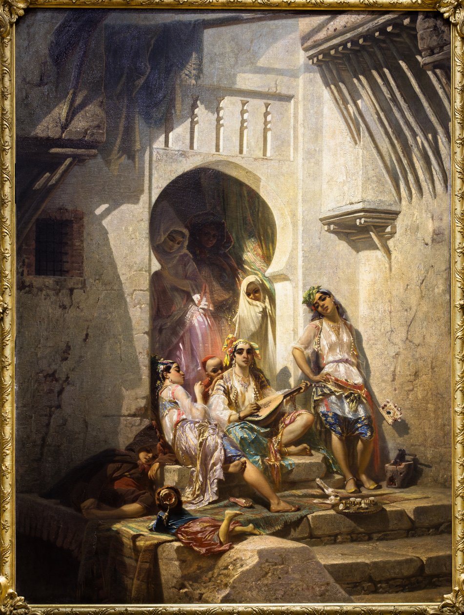 Alžírské ženy, interiér nádvoří od Pierre François Eugène (after) Giraud
