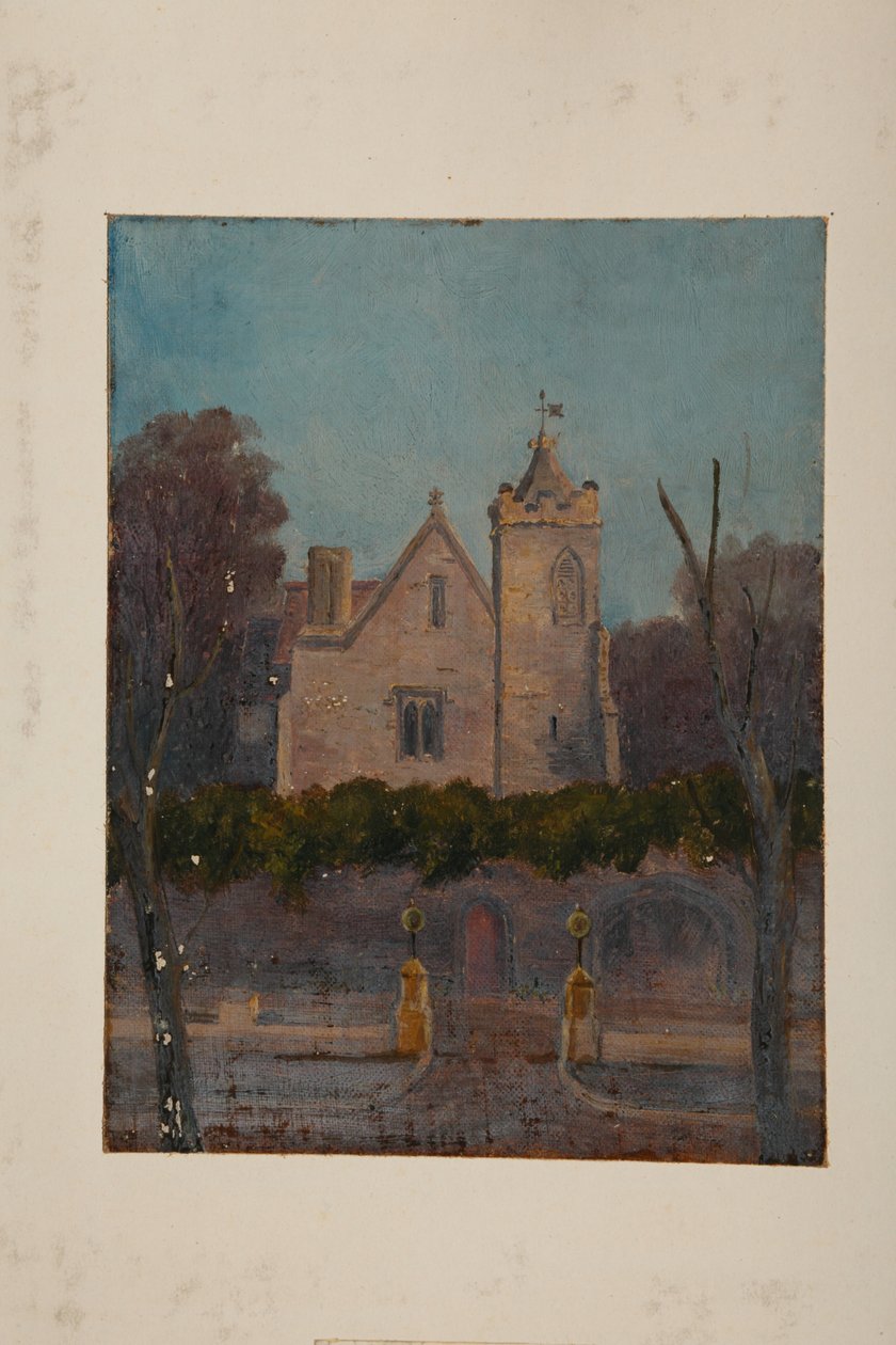 Grammar Hall (olej na plátně připevněno na kartě) od Pierre François Joseph Tonneau