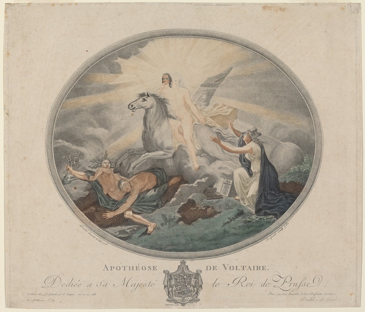 Apotheosis of Voltaire (The Apotheosis of Voltaire) od Pierre François Legrand, after Robert Guillaume Dardel