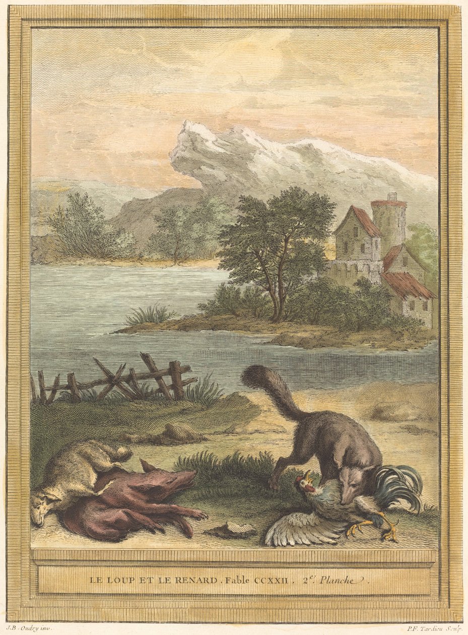 Le loup et le renard (Vlk a liška) od Pierre François Tardieu after Jean Baptiste Oudry