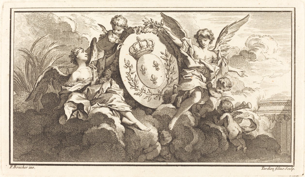 Královský erb Ludvíka XV od Pierre François Tardieu or Jacques Nicolas Tardieu after François Boucher