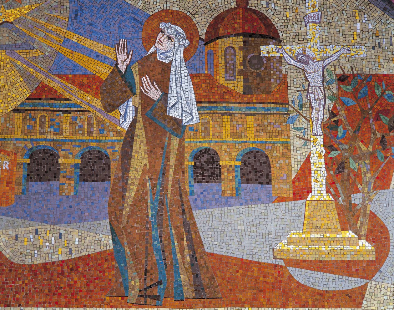 Detail nástěnné malby, bazilika svaté Terezie, Lisieux, Basse-Normandie, Francie od Pierre Gaudin