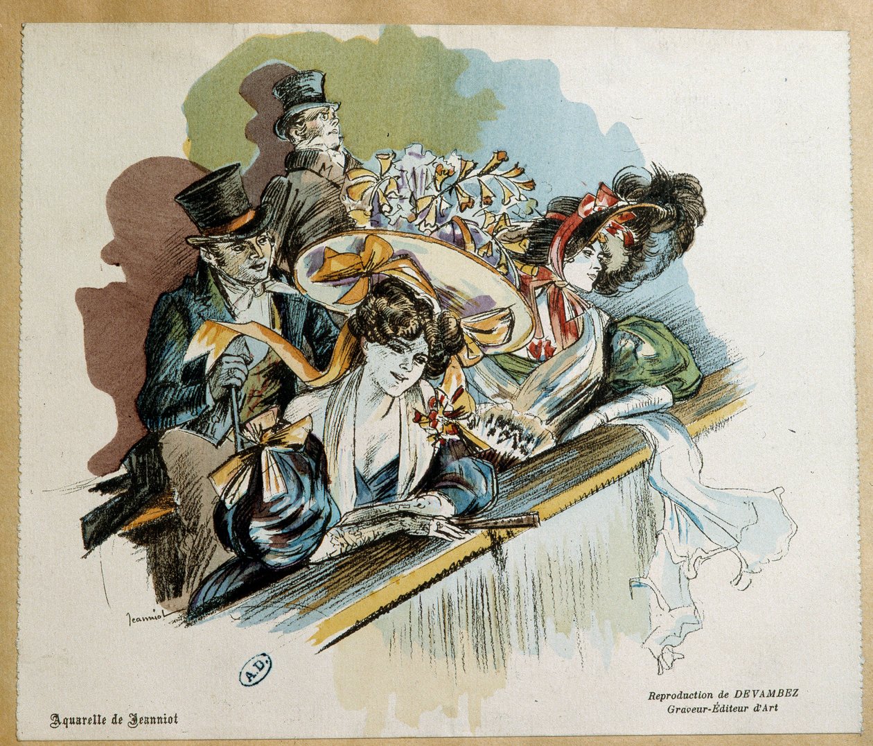 Elegantní páry v divadle Watercolor od Pierra Georgese Jeanniota od Pierre Georges Jeanniot