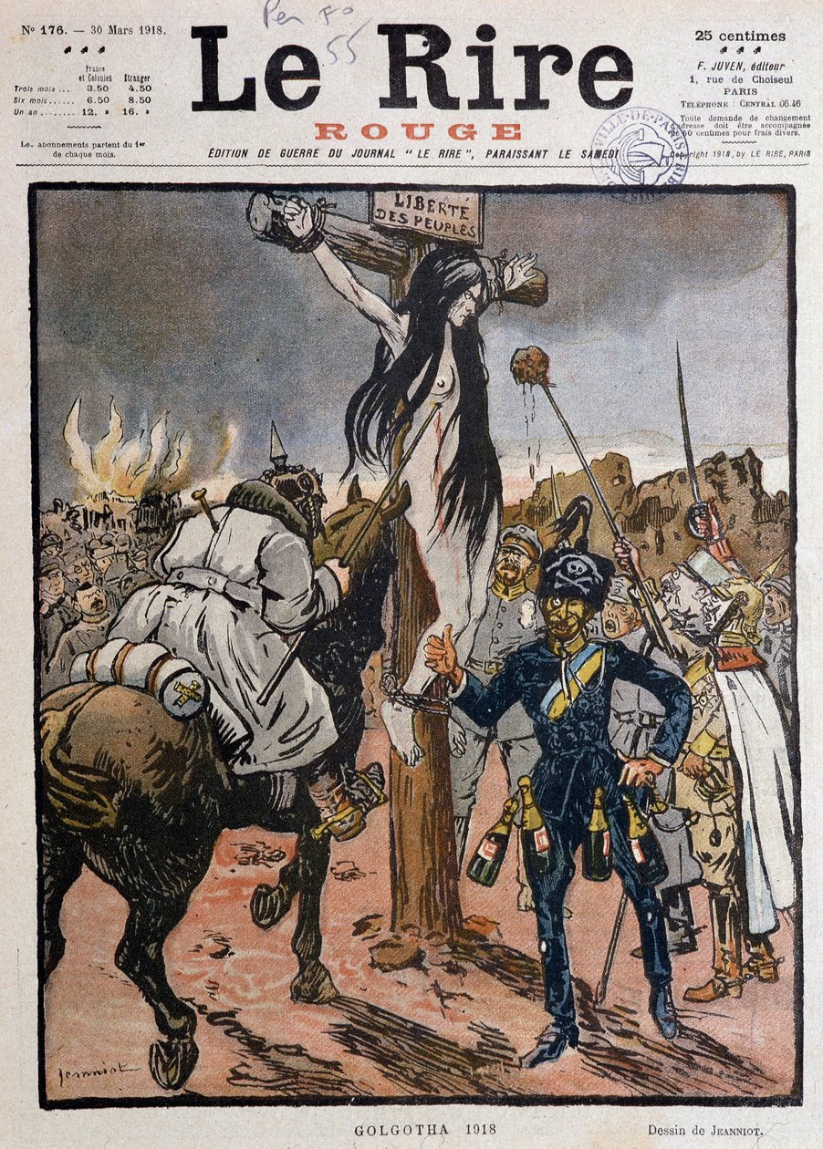 Svoboda národů ukřižovaných („“ Golgota ​​1918 „“) – Jeanniot, v „“Le Lire Rouge“““ z 30.3.1918 (rytina) od Pierre Georges Jeanniot