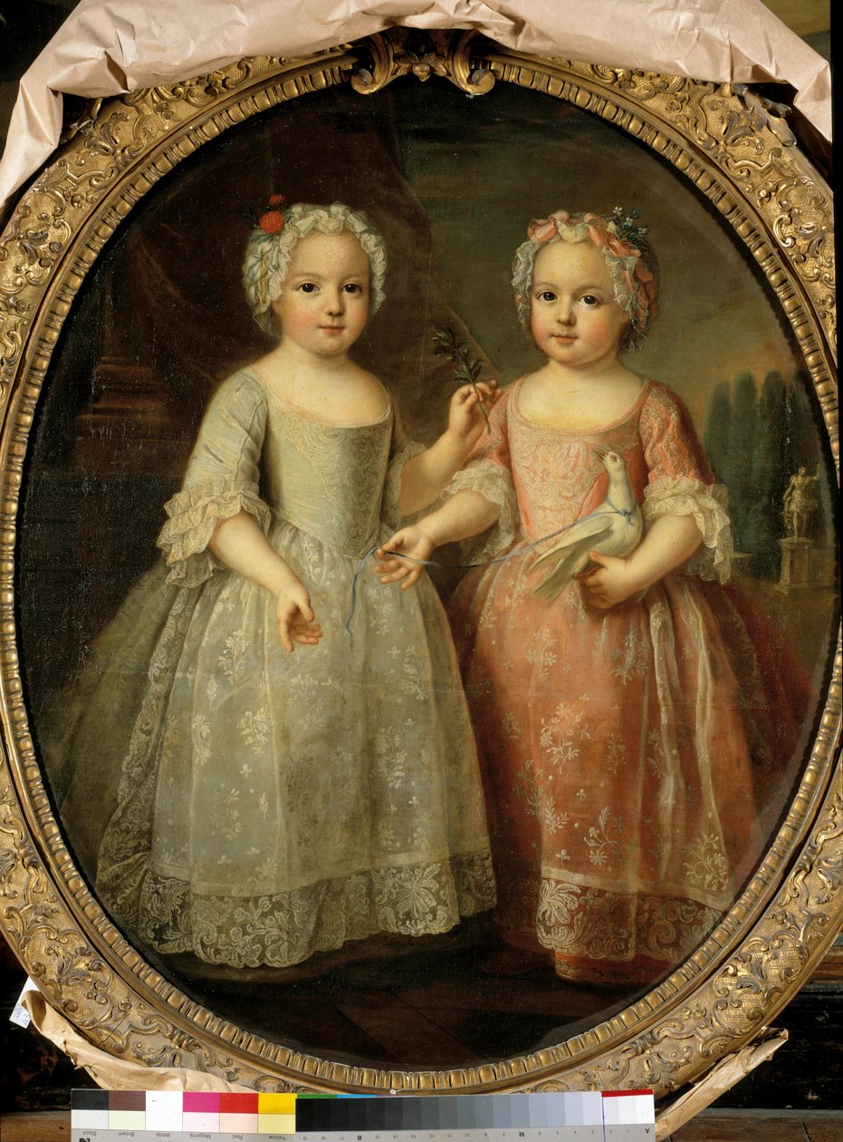 Portréty Louise Elisabeth Francouzské (1727-1759) a Henriety Francouzské (1727-1752), dcer Ludvíka XV. Obraz Pierra Goberta (1662 - 1744) od Pierre Gobert
