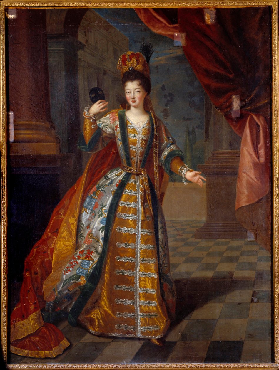 Opovážlivý portrét mademoiselle de Nantes (Louise Francoise de Bourbon 1673-1743), dcery Ludvíka XIV. a Francoise Athenais (Francoise-Athenais) od Rochechouarta Mortemarta, markýze z Montespanu (nebo Madame de Montespan) (1640-1707), v prom. od Pierre Gobert