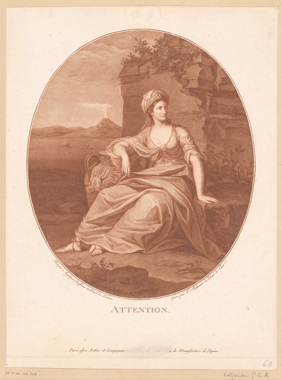 Starožitná ženská postava v sopečné krajině Pozornost. (název na objektu) od Pierre Guillaume Alexandre Beljambe