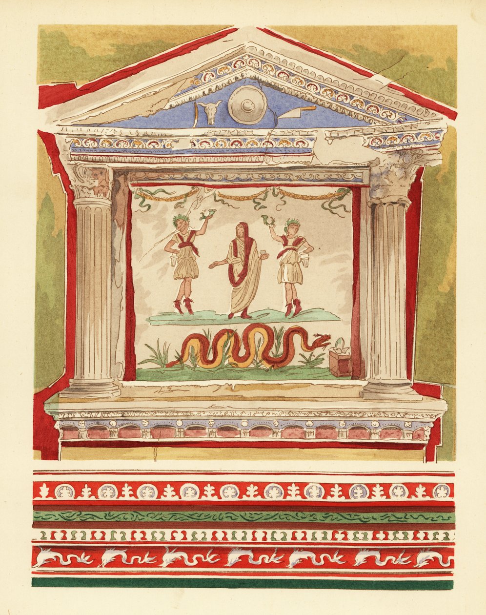 Domácí lararium v Domě Vettii, Pompeje od Pierre Gusman