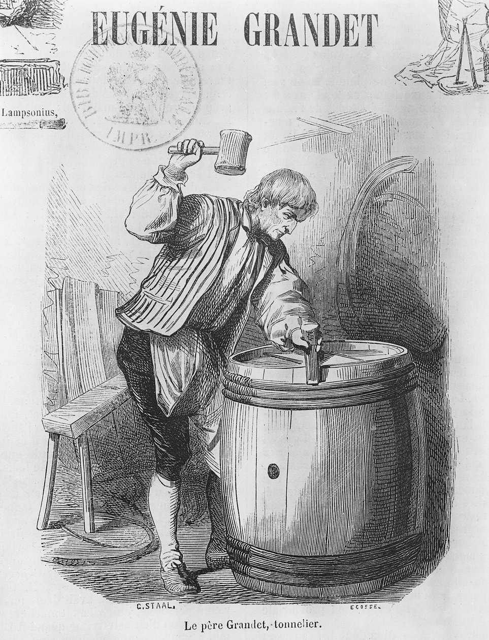 Otec Grandet, Cooper, ilustrace z ‚Eugenie Grandet‘ od Honore de Balzac (1799-1850) od Pierre Gustave Eugene Staal