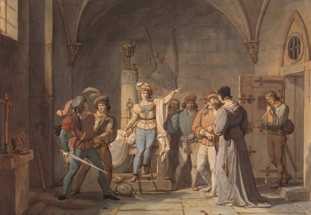 Johanka z Arku uvězněna v Rouenu, 1819. od Pierre Henri Revoil