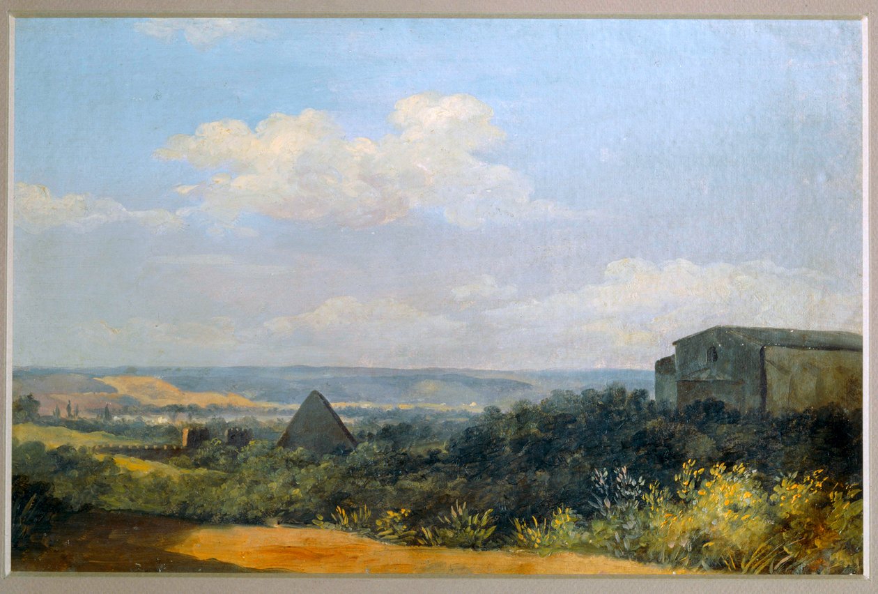 Cestiova pyramida v Římě - Cestiova pyramida v Římě. Papír na kartonu ... od Pierre Henri de Valenciennes