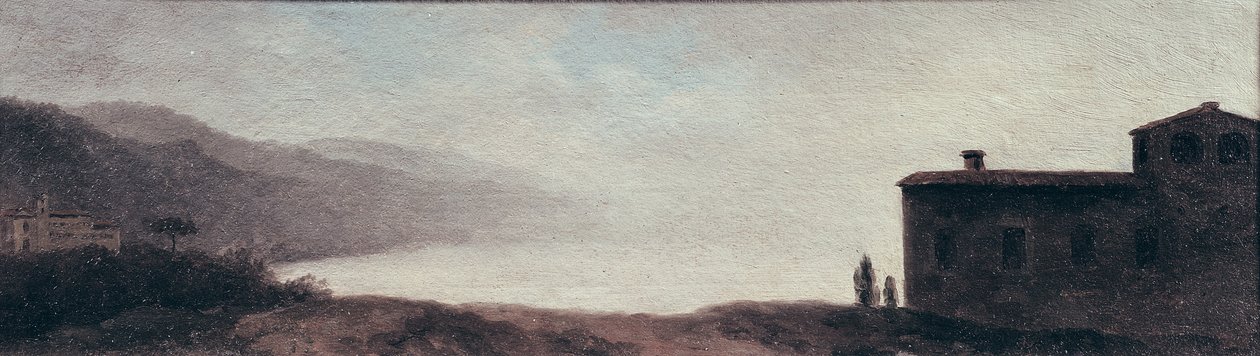 Jezero Nemi v dešti (olej na papíře nalepený na kartě) od Pierre Henri de Valenciennes