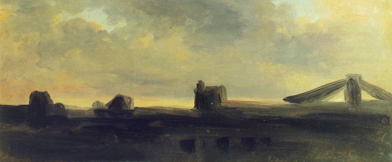 Obloha a střechy, Pierre Henri de Valenciennes (1750-1819), karton od Pierre Henri de Valenciennes