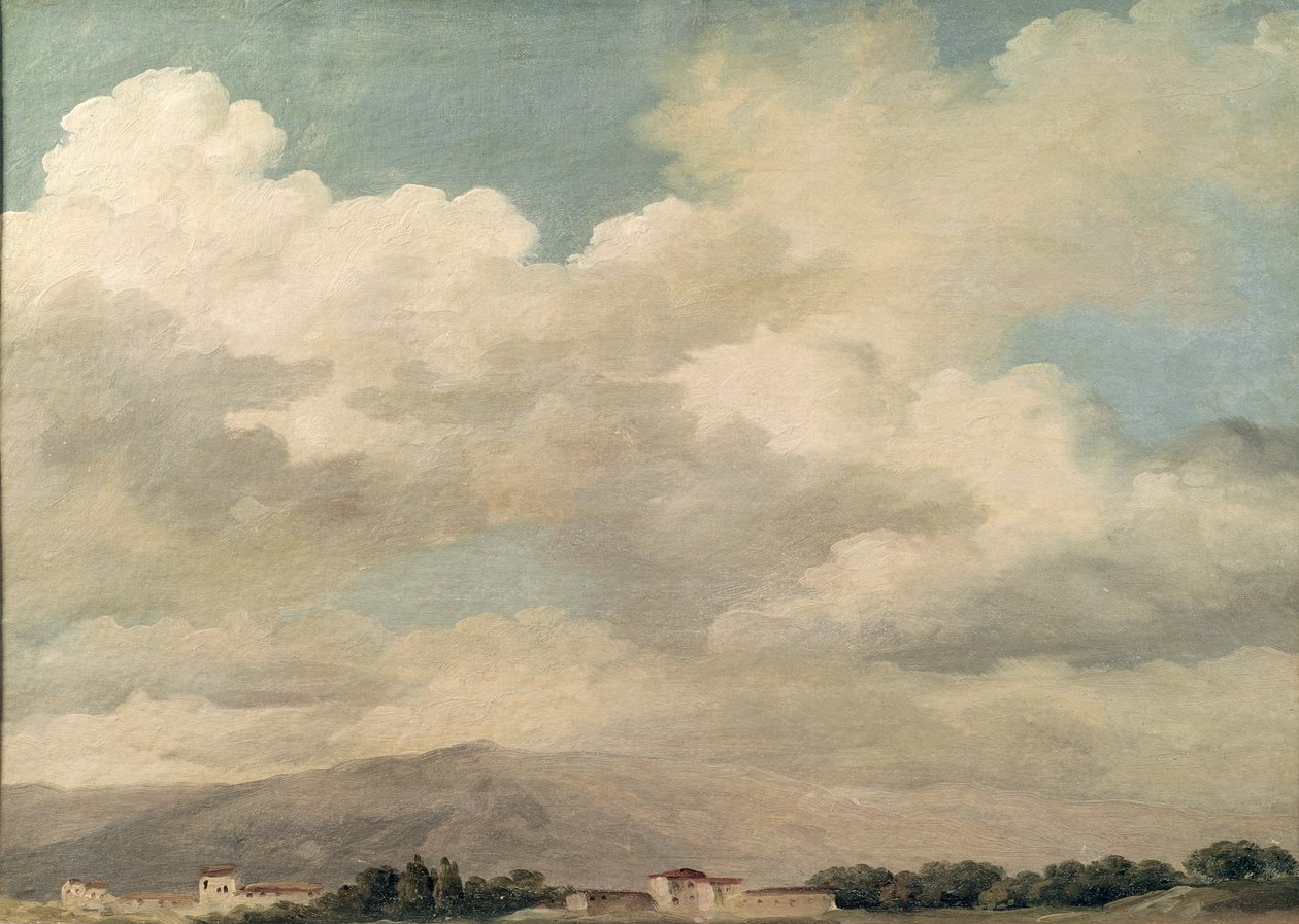 Studie oblohy v Quirinalu (olej na papíře nalepeno na kartě) od Pierre Henri de Valenciennes