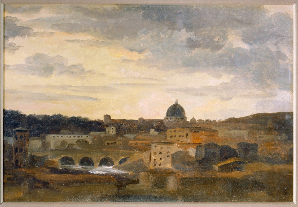 Pohled na Řím za bouřlivého počasí (kresba na kartonu) od Pierre Henri de Valenciennes
